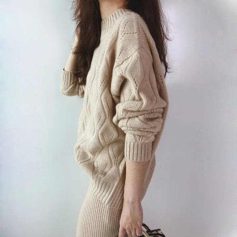 

Women Knitted Sweater Tops 2019 Autumn Winter Casual O-Neck Long Sleeve Solid Basic Sweater Wool Soft Warm Jumper Pullover Femme