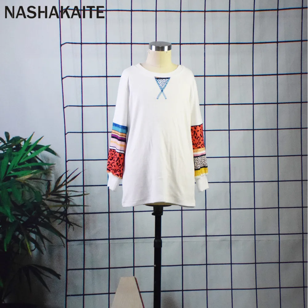 NASHAKAITE/футболки для мамы и дочки, коллекция года, повседневные топы с длинными рукавами и принтом «Мама и я», футболка семейная футболка