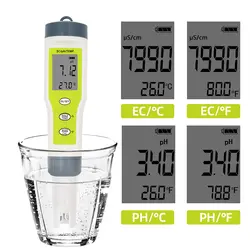 3-в-1 тестер PH/EC/Температура цифровой измеритель 0,01 Высокая точность 0-14pH диапазон качество воды автоматической калибровки для Аквариумы