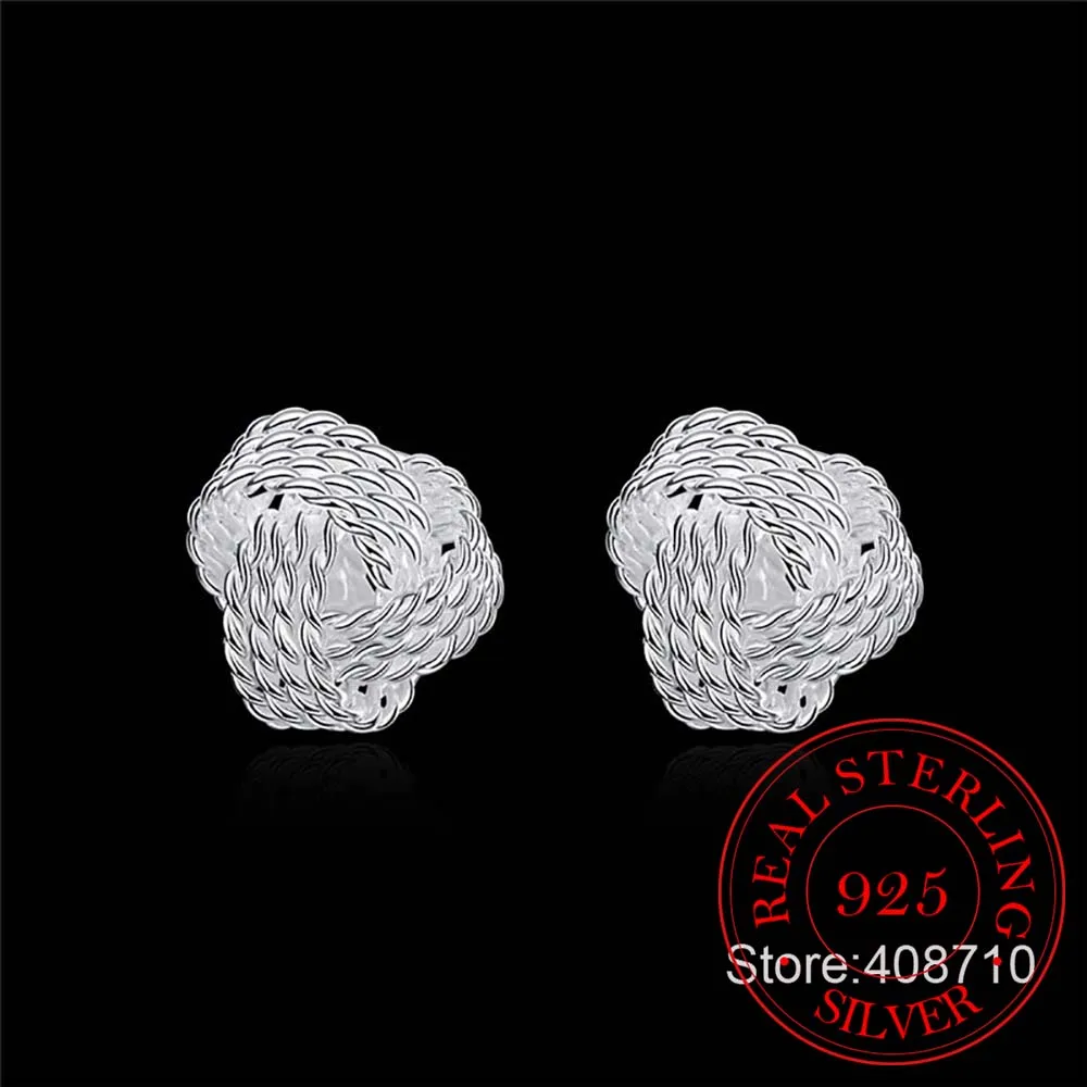 Женские серьги гвоздики из серебра 925 пробы в виде сетки|earrings cc|earrings metalearrings bracelet |