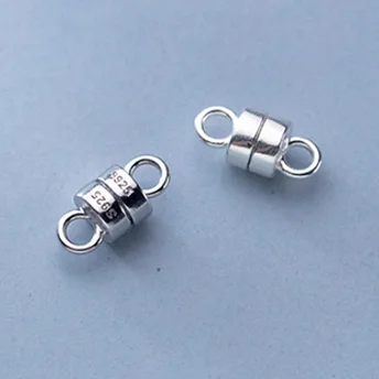 silver 925 серебряный магнитный bean Колонка застежка браслет ожерелье магнит коннектор пряжка конец магнитное закрытие для изготовления ювелирных изделий 5 мм 2 комплекта - Цвет: silver