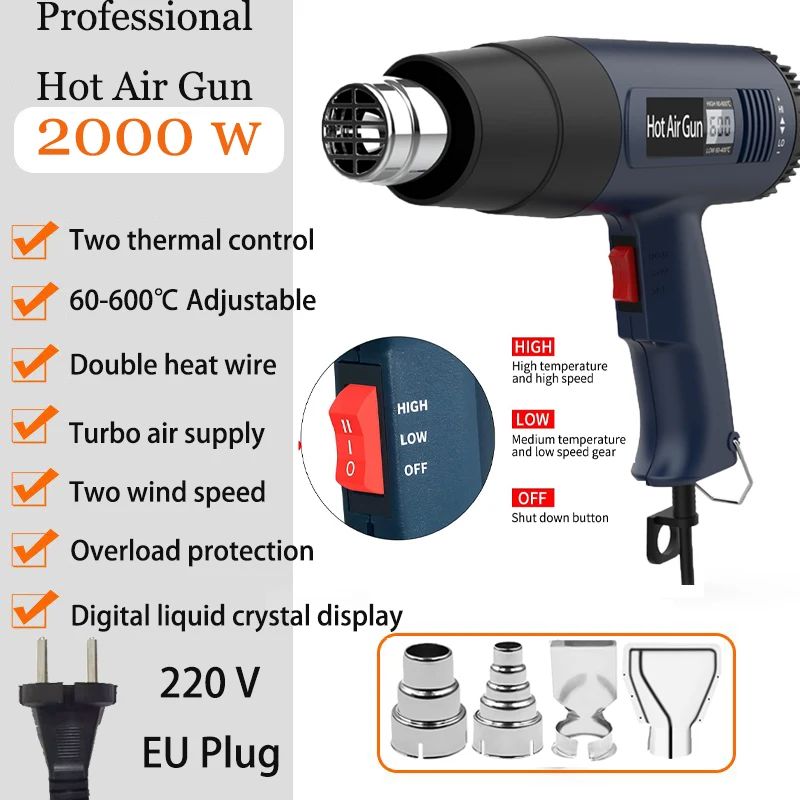 2021 NEW Digtal LCD Display Heat Gun Industrial Electric Hot Air Shrink Wrapping Thermal Heater Dryer For Soldering Iron | Инструменты