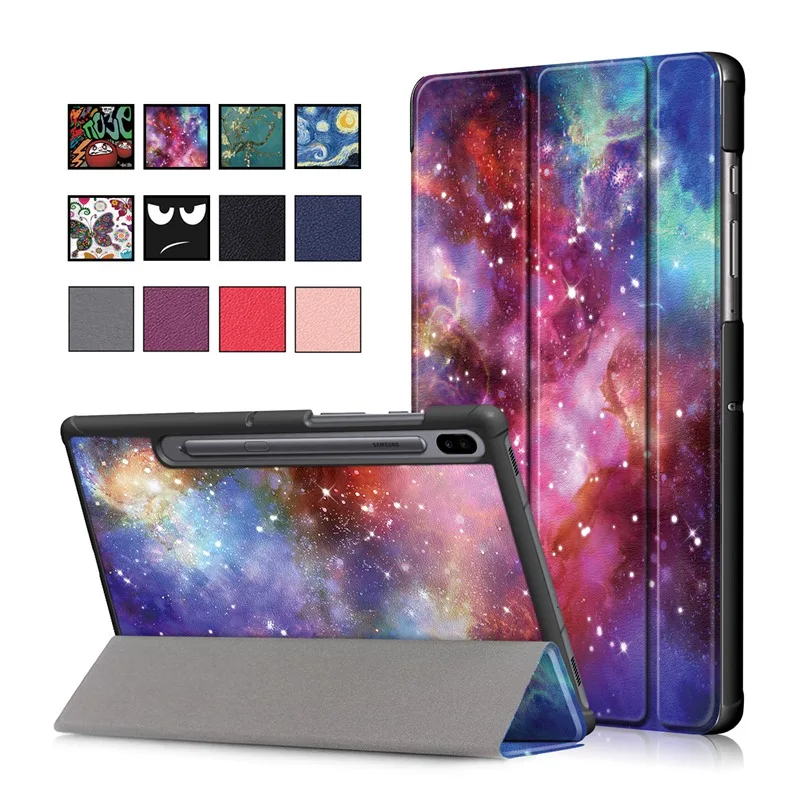 

For Samsung Galaxy Tab S6 10.5 2019 SM-T860 SM-T865 Business Painted Sleep Wakup PU Slim Leather Book Flip Smart Cover Case