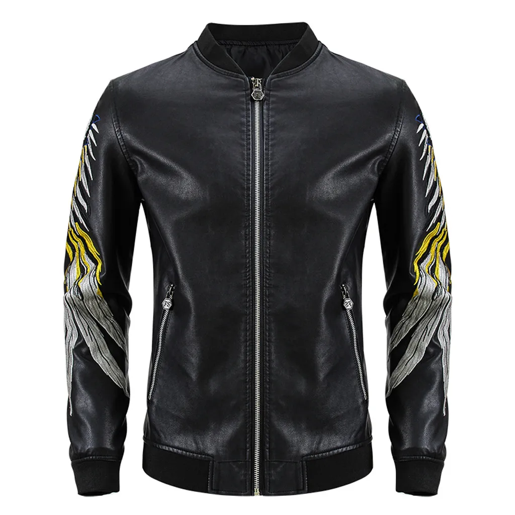 

Autumn Winter Warm military jacket men High Quality Men's Casual Solid Color Long-sleeved Slim Leather Chaquetas
