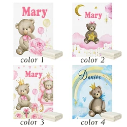 LVYZIHO Cute Bear Personalized Name Baby Blanket Baby Bed Blanket Birthday Gift- 30x40 / 48x60 / 60x80 Inches Blanket