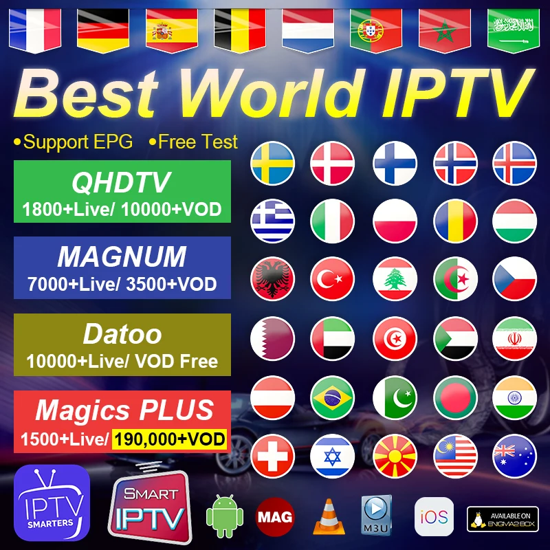 

IPTV France Spain Germany Belgium QHDTV Datoo IPTV M3u Subscription Italy Arabic Dutch Sweden IPTV Norway Albania Turkey IP TV