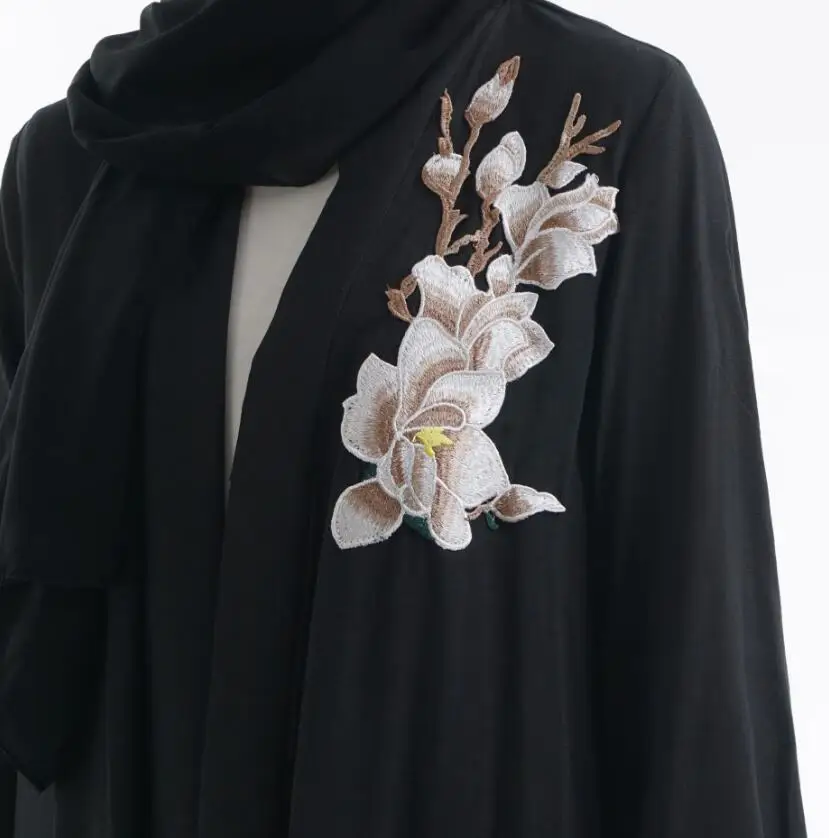 Исламское кимоно платье мусульманское последнее платье abaya вышивка одежда Турецкий abaya s черный кардиган длинный хиджаб Дубай простое платье KJ