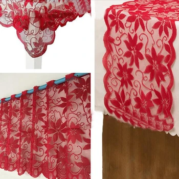 

Christmas Red Lace Fabric Tablecloth Xmas Holiday Snowflake Elk Large Table Cover Cloth Party Dinner Wedding Banquet Decoration