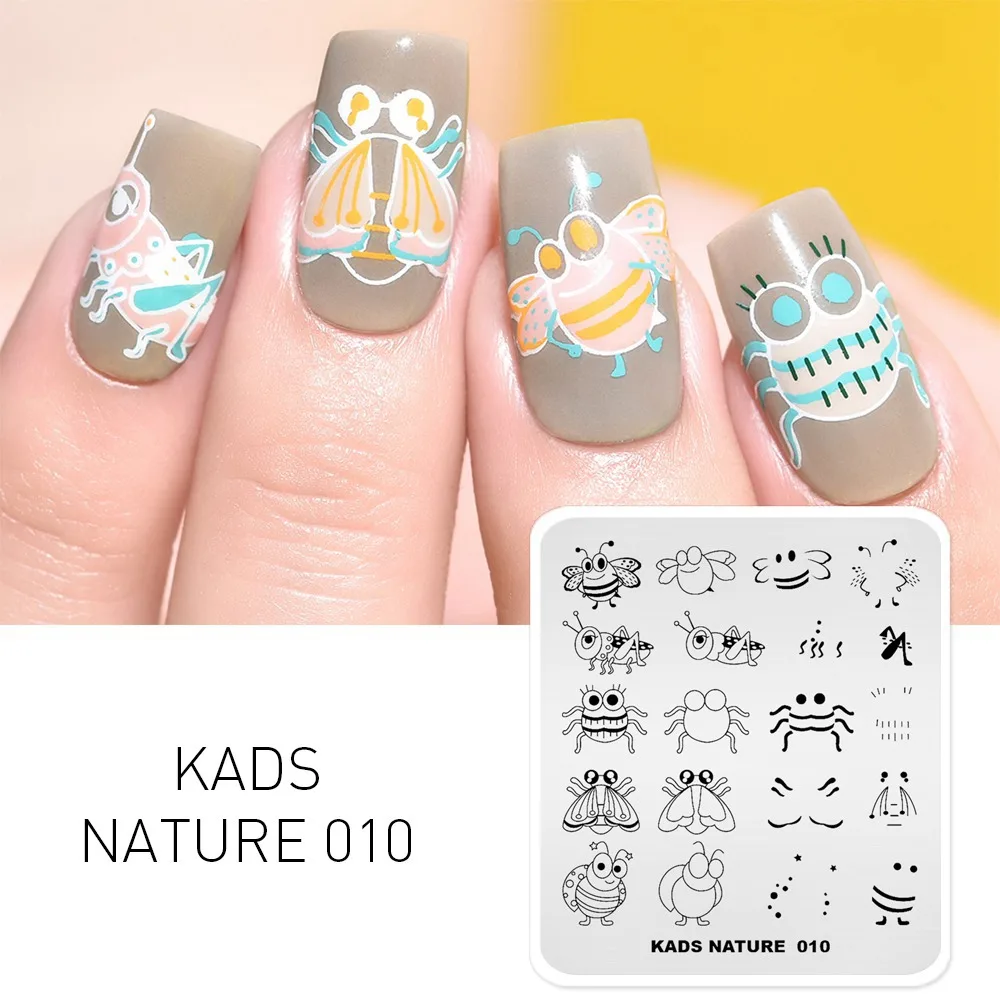 NA010 KADS, серия "природа", различные дизайнерские пластины для стемпинга ногтей, бабочки, горный диапазон, шаблоны, сделай сам, изображение, маникюрный набор тарелок - Цвет: NA010