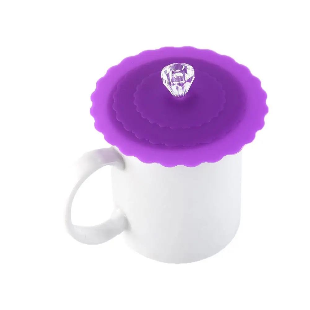 10 см силиконовая крышка для чашки силиконовая противопылевая крышка для чаши уплотнения стеклянная крышка для кружки диаметр креативная кухонная силиконовая крышка для чашки с зажимом - Цвет: Purple