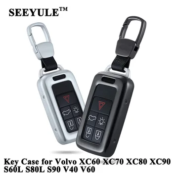 

1pc SEEYULE Car Key Case Cover Aluminum Alloy Key Organizer Shell Storage Bag for Volvo XC60 XC70 XC80 XC90 S60L S80L V40 V60