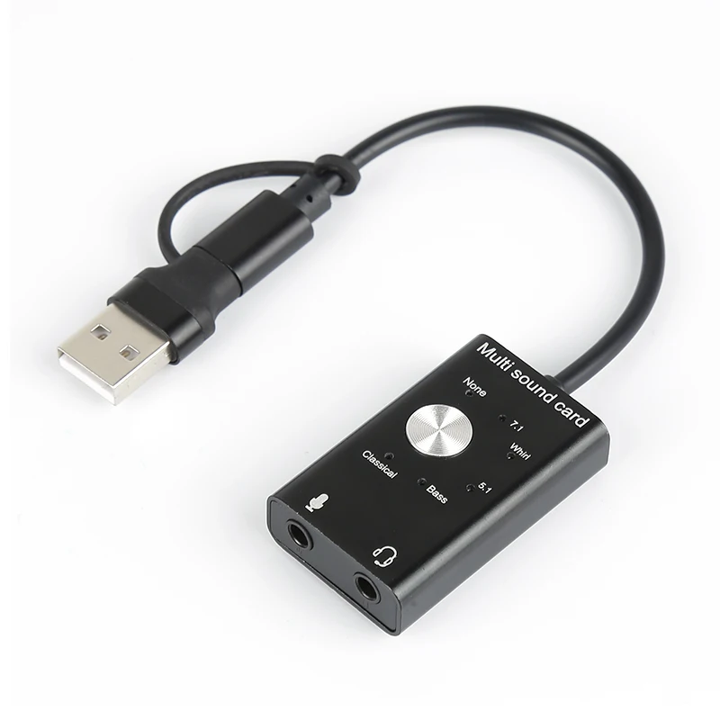 Внешняя звуковая карта USB 2 0 аудио концентратор с разъемом 3 5 мм и микрофоном