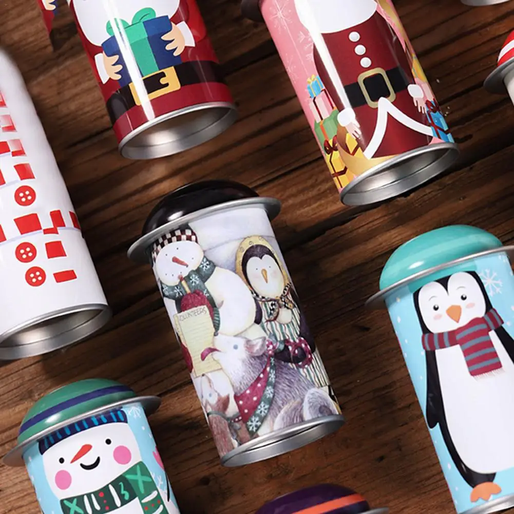 1Pc Random Style Christmas Candy Empty Gift Box Storage Box Can Case Organizer Tins Jar Santa Snowman Decor Xmas Gift
