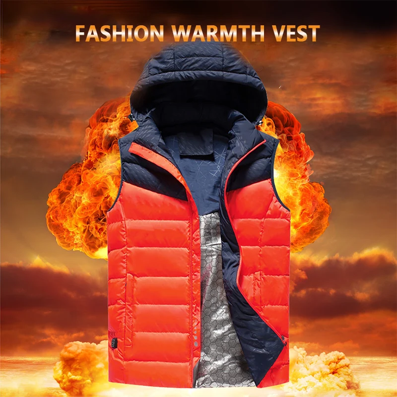 

Outdoor Heated Hooded Vest Electric Heated Jacket Winter Clothes Thermal Sleeveless Vest Battery not included