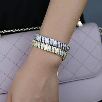 High quality cz paved snake shape tennis chain with gold rose gold silver color 10mm width hip hop women bracelet bangle jewelry