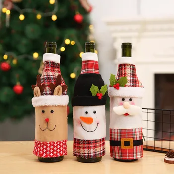 

Wine Bottle Christmas Cover Santa Snowman Party Ornament Decor Table Xmas