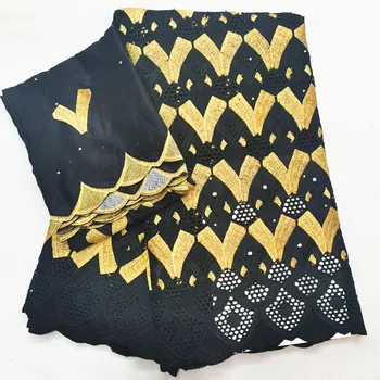

black&gold african lace fabric swiss voile lace high quality bridal lace fabric voile suisse dubai fabric 7yard