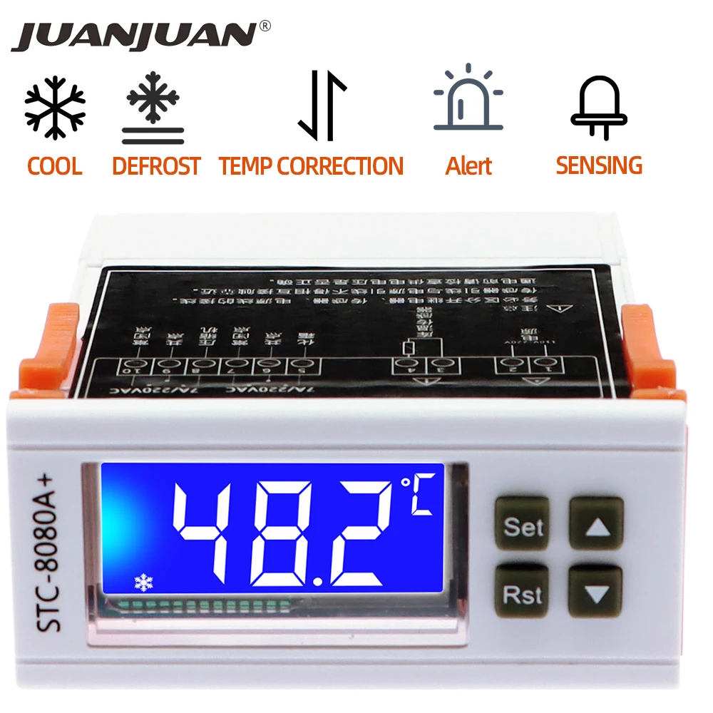 Temperature Controller Durable Light Weight Digital Thermostat for Refrigeration Industry Refrigerating Temperature Controller STC-8080A 