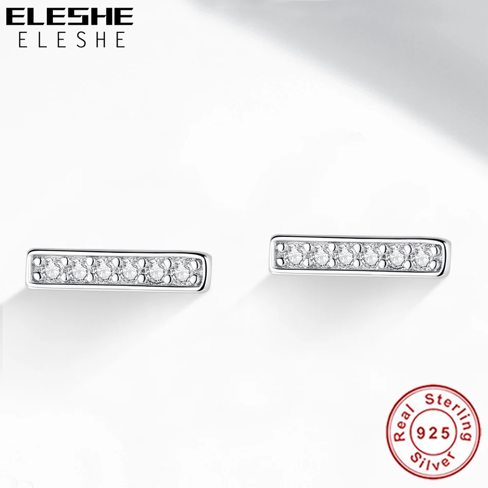 ELESHE модная кристальная Геометрическая Серьга в виде стержня Свадебные 925 пробы серебряные серьги для женщин минималистичные ювелирные изделия Рождественский подарок