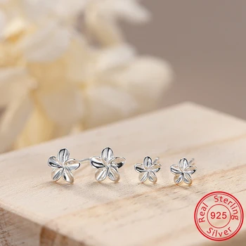 

ZEMO 4 Styles 100% 925 Silver Flower Studs Earrings for Women Snowflake Silver CZ Ear Stud for Female Party Ear Piercing Jewelry