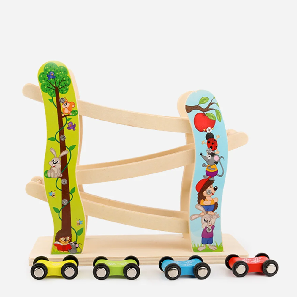 1 шт. деревянный детский скользящий автомобиль инерционная игрушка трек блок