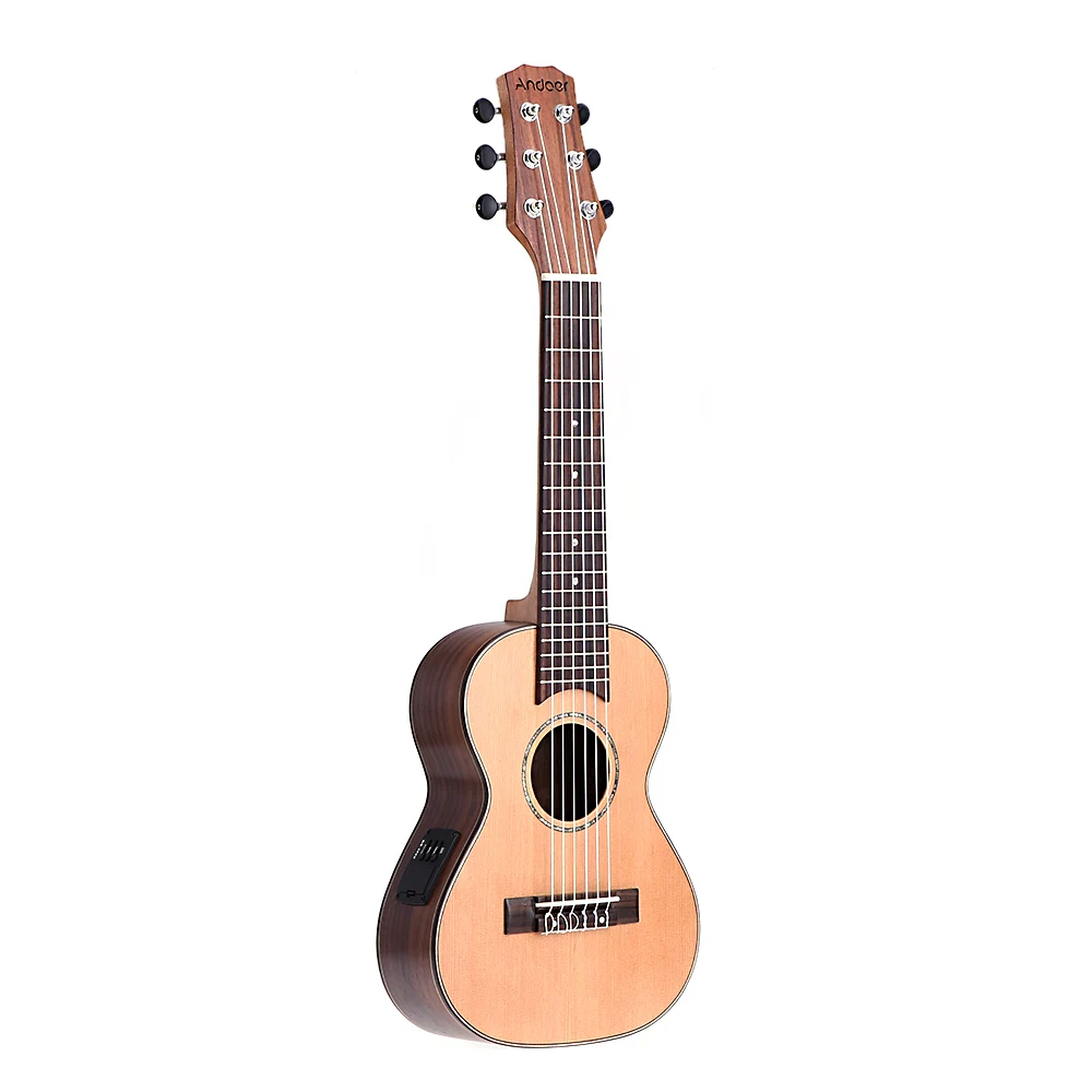 Andoer 2" Guitalele Guitarlele Guilele дорожная гитара твердый кедр палисандр гриф мост струнный инструмент