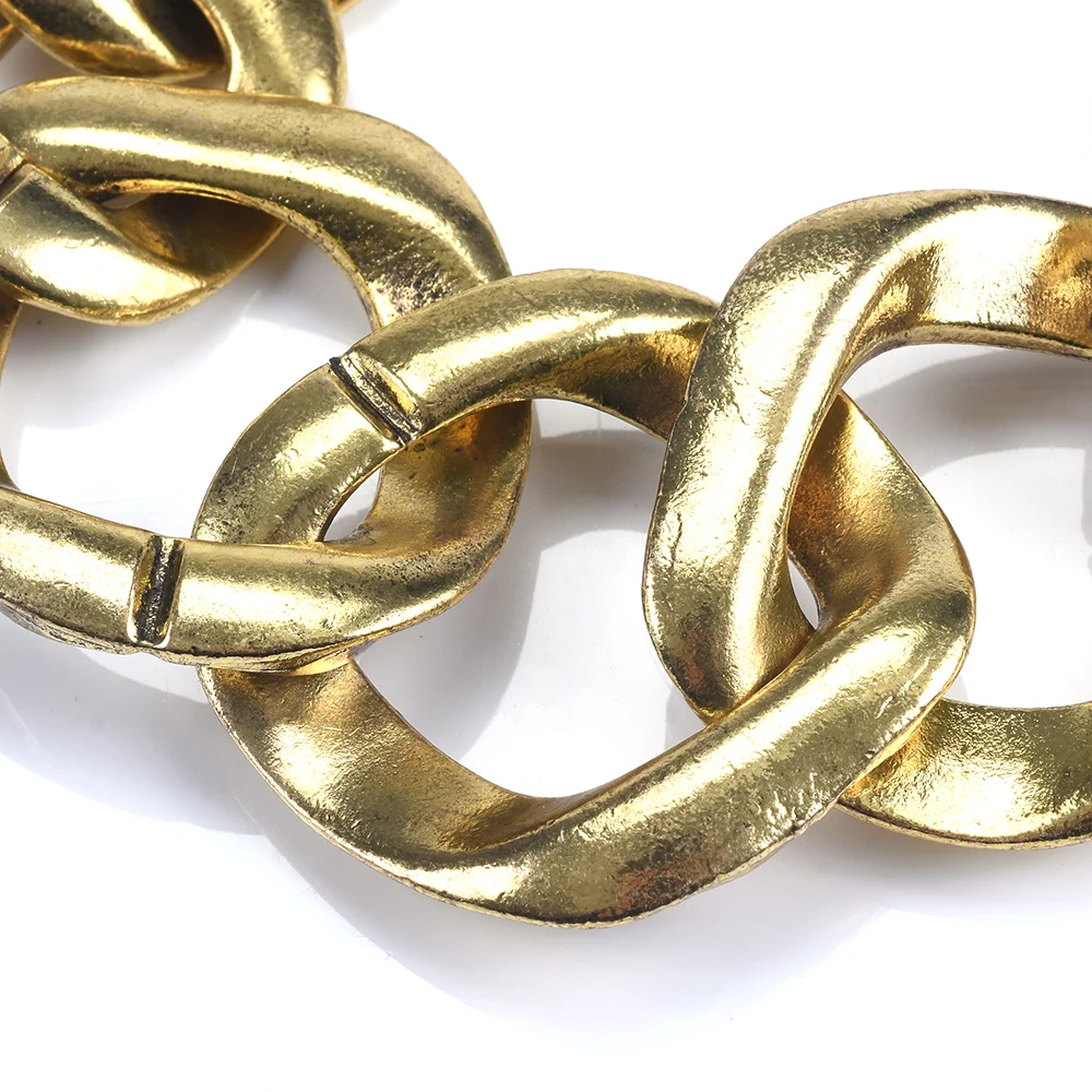 Винтажное ожерелье ZA с металлической цепочкой с круглой пряжкой Золотое колье из смолы в стиле панк Модное Длинное Ожерелье с круглым воротником массивное ювелирное изделие
