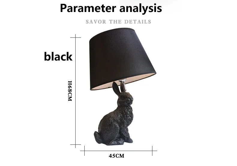 Resin black White Rabbit Modern LED Table Lamp Black stand desk light 9