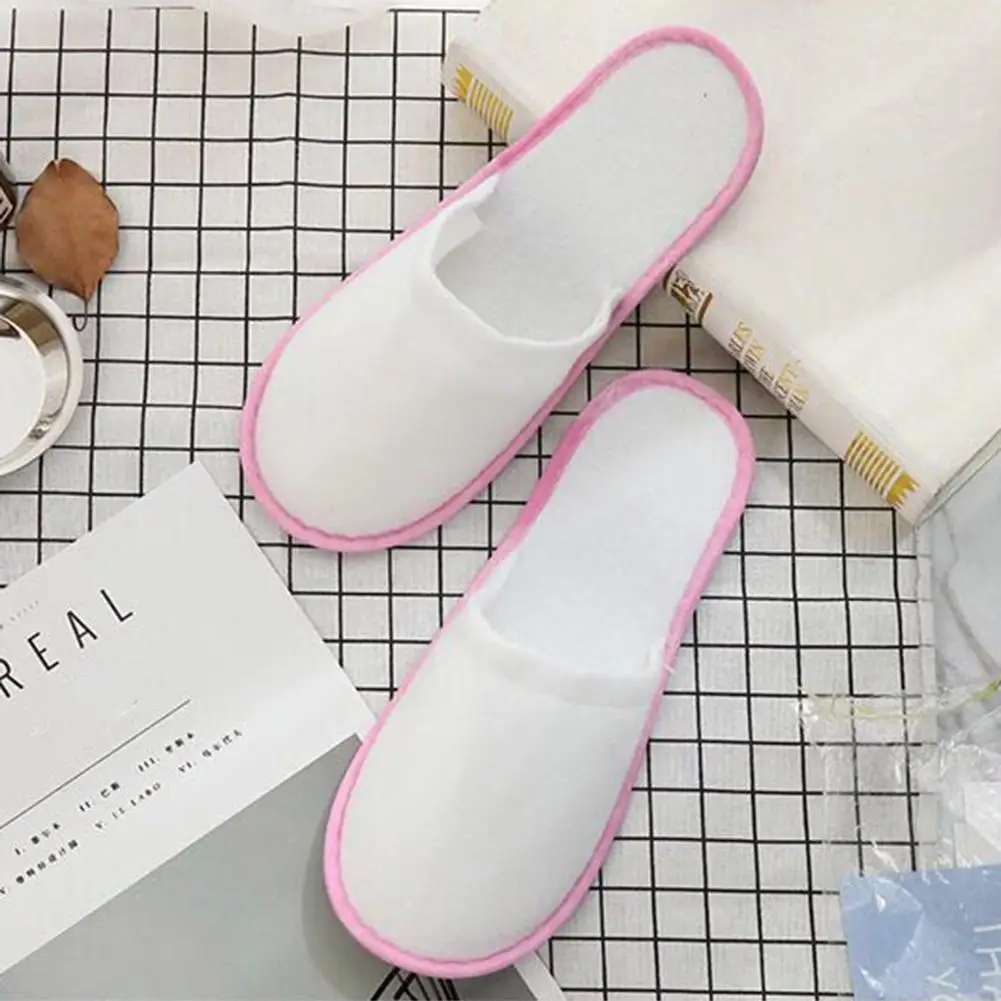 1/10PCS Unisex Home Guest Hotel Slipper Travel White Cotton Portable Disposable Slippers Salon Spa Indoor Non-slip Adult Slipper 6