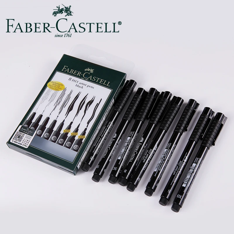 1 Набор черных ручек Faber Castell PITT Artist 8 1671 наконечники для манги художественные