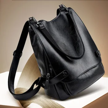 

2020 New New Ladies Fashion Leather Backpack Casual Outdoor Travel Bag Students Wild Multi-function Big Bag