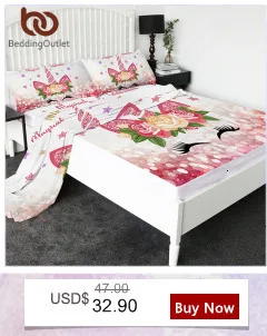 BeddingOutlet мультфильм Единорог дети Постельное белье Роза цветочный пододеяльник звезды девчушки домашний текстиль Фиолетовый Постельное