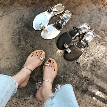 

Rhinestone Flip-flops Summer Outdoor Beach Woman Sandals Low Heel Female Slippers 2020 New Luxury Designer Brand Shoes Woman