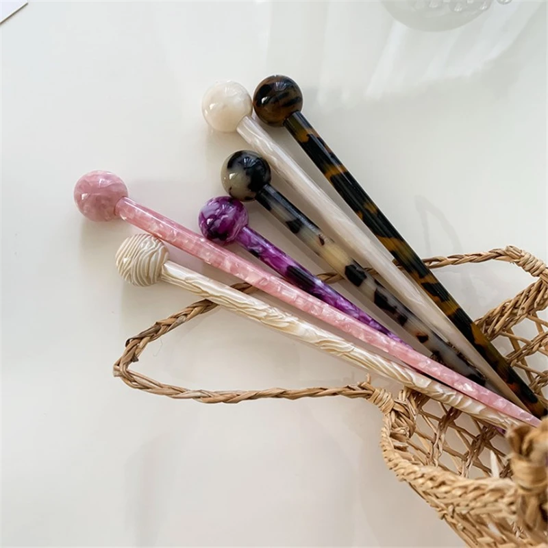 New Hair Sticks Acetate Ball Chopstick Women Hairpins Hair Clips Pins Wedding Jewelry Accessories for Hair Clips Hair Accessories