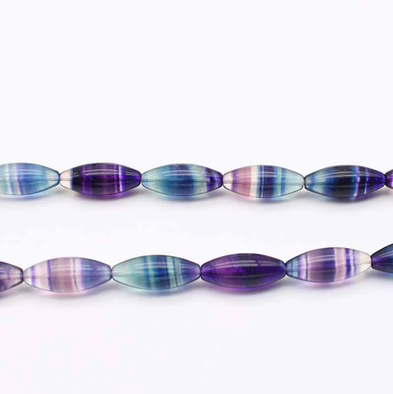 10x25mm Natural smooth Multicolor Fluorite oval stone beads For DIY necklace bracelet jewelry making 15 