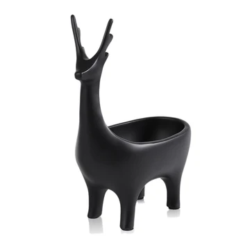 

Creative 3D Deer Shape Home Car Key Storage Rack Resin Rack Home Office Crafts Decoration Desktop Storage Box Black