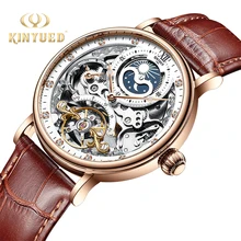 KINYUED часы со скелетом, механические Автоматические часы для мужчин, Tourbillon, спортивные часы, повседневные, бизнес, луна, наручные часы, Relojes Hombre