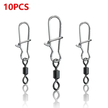 

10PCS Fishing Connector Pin Rolling Swivels Snap Fishing Hook Lure Bearing Pins Fishing Accessories Tools Stainless Steel