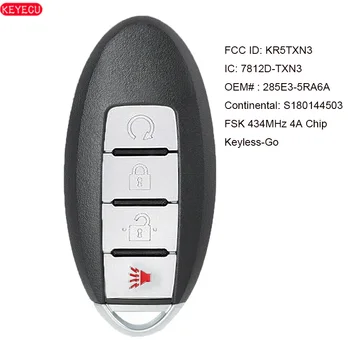 

KEYECU Keyless-Go Smart Remote Key 4B FSK 434MHz PCF7953M HITAG AES 4A Chip for N*issan Kicks 2018 -2020 FCC: KR5TXN3 S180144503