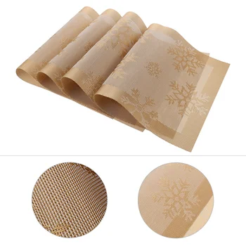 

4Pcs Christmas Placemat Heat Insulated Table Mat Snowflake Pattern Tableware Pad