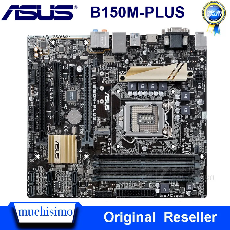 Goedkoop LGA 1151 B150M PLUS Moederbord Asus B150M PLUS LGA 1151 DDR4 I3 I5 I7 CPU 64G Micro ATX board USB3.0 Orginal gebruikt Moederbord