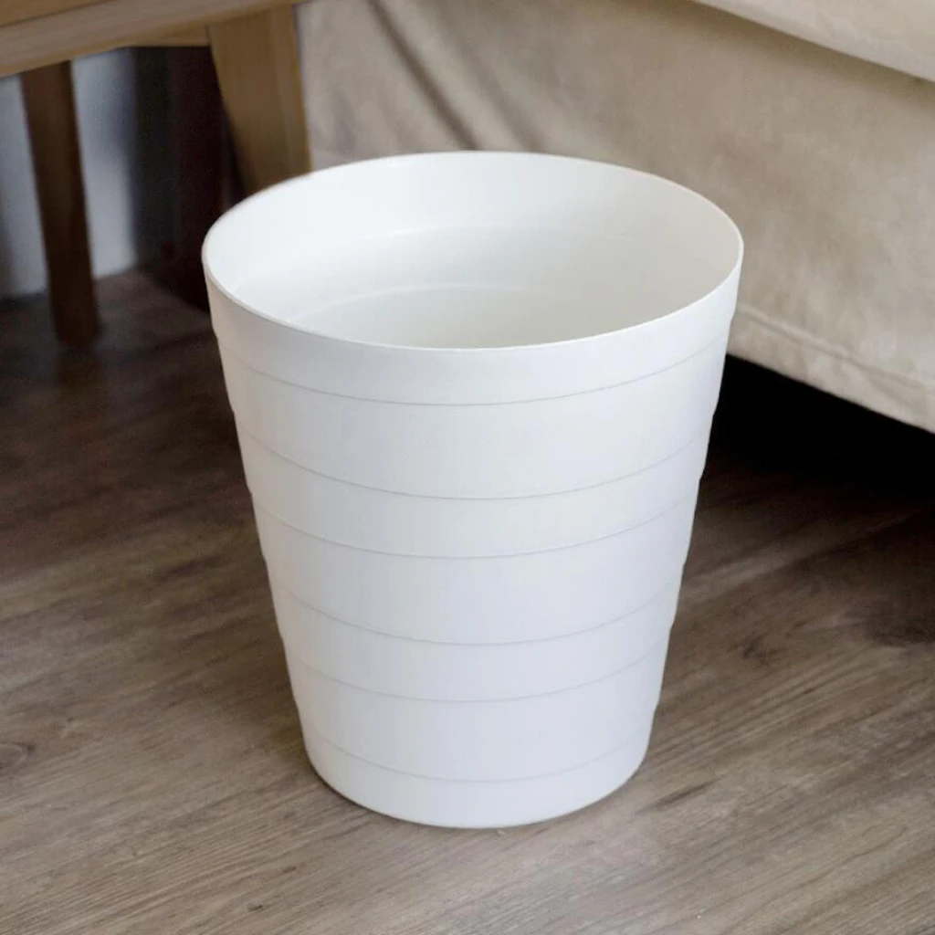 Modern Fashion White Stripe Trash Can Rubbish Bin Bedroom Study Wastebasket