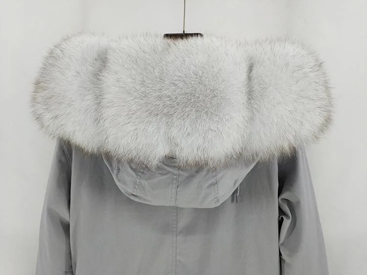 Maomaokong/Новинка года; модная женская зимняя длинная куртка; теплый воротник из лисьего меха с подкладкой из искусственного меха; пальто из натурального меха; уличная одежда