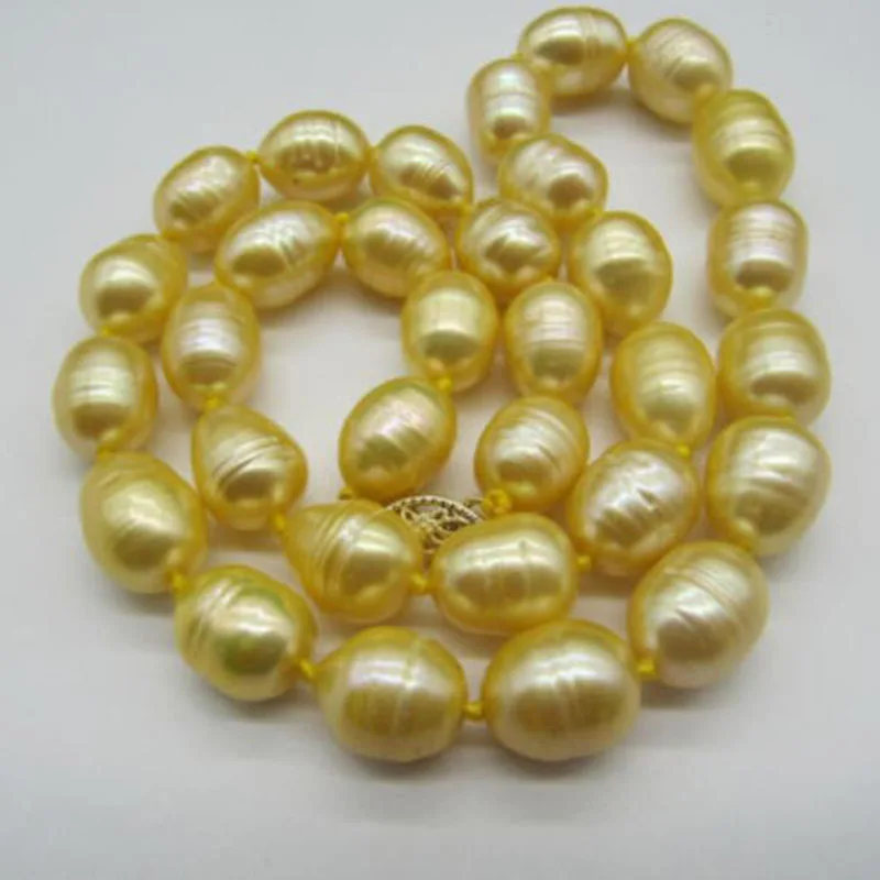 

18 INCH HUGE 13MM NATURAL SOUTH SEA GENUINE GOLDEN PEARL NECKLACE 925silver GOLD CLASP jj