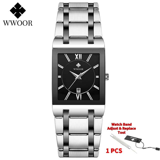Relogio Masculino WWOOR Gold Black Watch Men Quartz Waterproof Wrist Watch For Men Fashion Square Casual Clock Male Dropshipping 