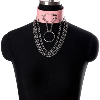 

Leather Choker Collar for Women Goth Punk Choker Chain Silver Color Harajuku Collar Sexy Vegan Chocker Bondage Festival Jewelry