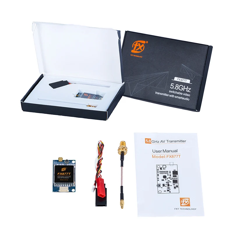 FXT FX877T 5,8 ГГц переключаемый видеопередатчик VTX с Smartaudio микрофон 0,01/25/200/600 мВт Raceband 7-28V для быстроходный беспилотный Радиоуправляемый летательный аппарат