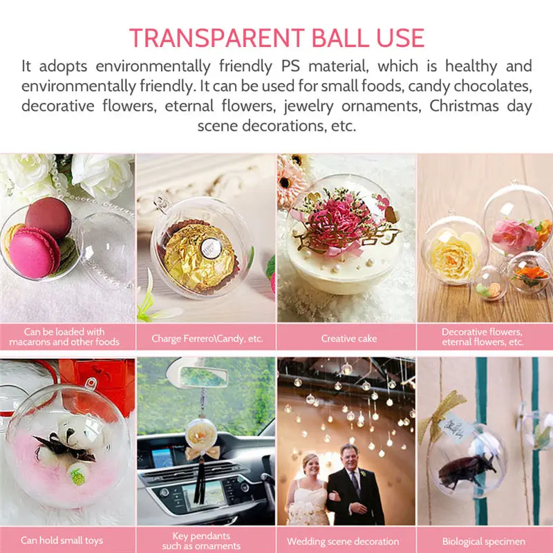 10pcs Transparent Open Plastic Clear Balls Christmas Tree Balls Christmas Decoration Party Kids DIY Party Supplies Party Gift