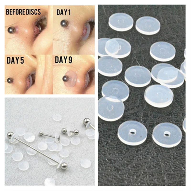 XIAN 10 Piezas Anti-hiperplasia Piercing Discos de curación Anillo de fijación de Silicona Pendientes de botón de Labios Accesorios de perforación Discos de Silicona para Perforaciones corporales