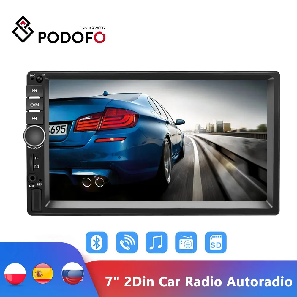Автомагнитола Podofo мультимедийный плеер с 7 &quotсенсорным экраном камерой заднего